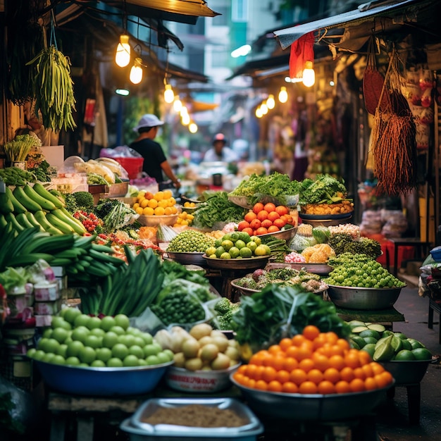 Un vivace mercato di strada colorato ad Hanoi