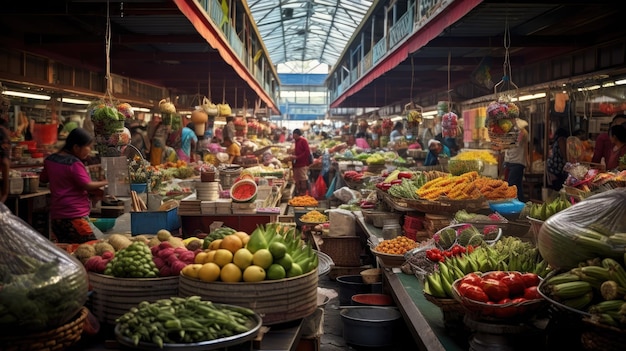 Un vivace mercato tradizionale in Indonesia