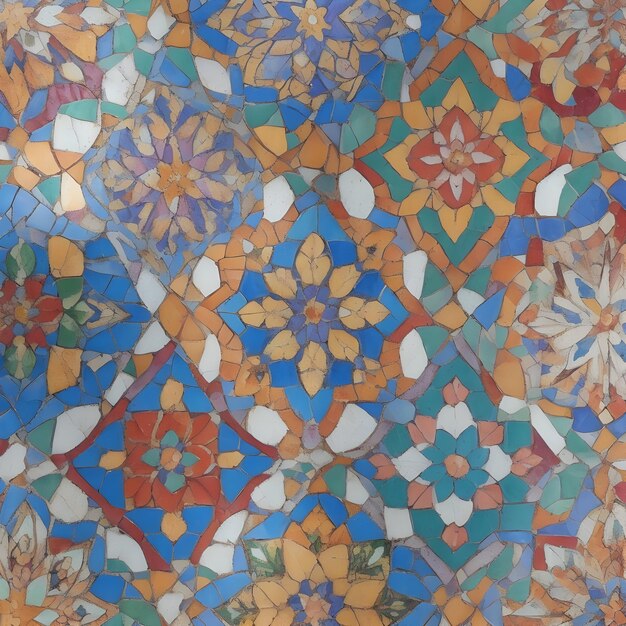 Un vivace mosaico di piastrelle decorative tradizionali portoghesi generato da Ai