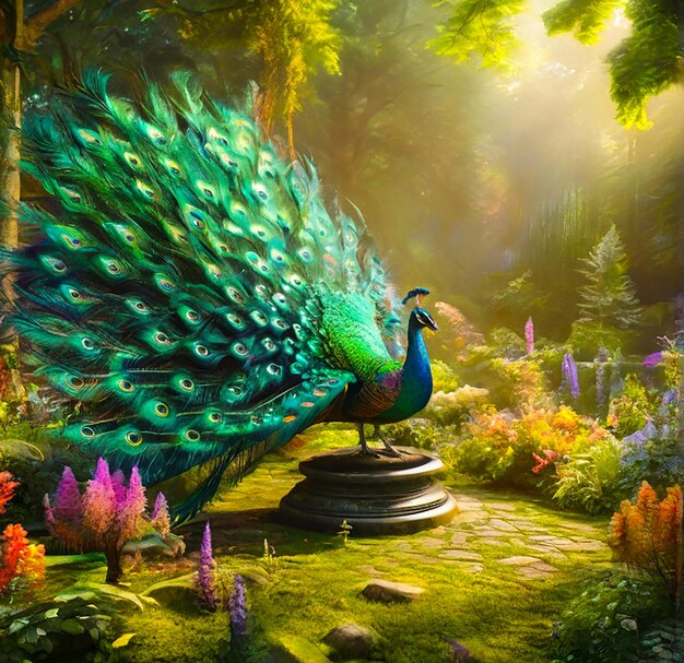 Un vivace peacock generativo ai