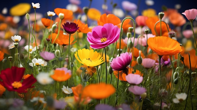 un vivace prato di fiori selvatici mostra la bellezza della natura