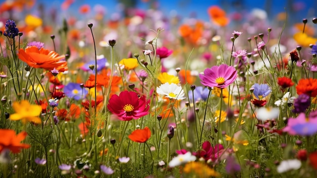 un vivace prato di fiori selvatici mostra la bellezza della natura