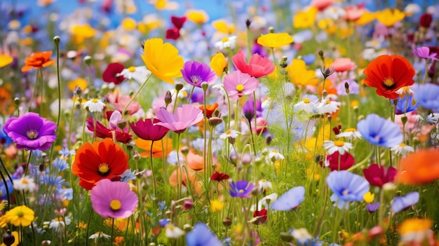 un vivace prato di fiori selvatici mostra la bellezza della natura