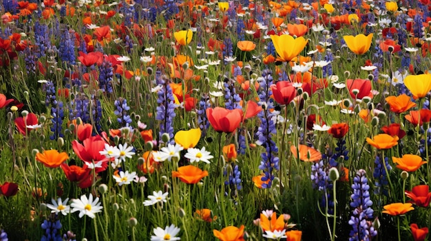 un vivace prato di fiori selvatici mostra la bellezza della natura