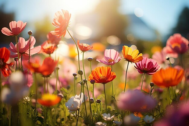 Un vivace prato estivo un primo piano di un fiore di margherita gialla generato