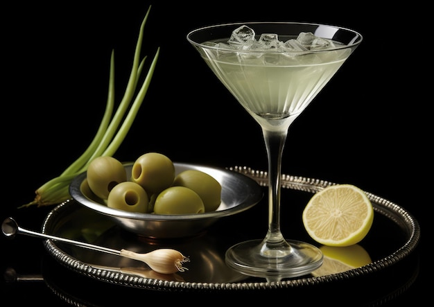 Un Vodka Martini presentato con un contorno di cipolle da cocktail come una variazione nota come Gibson Martini