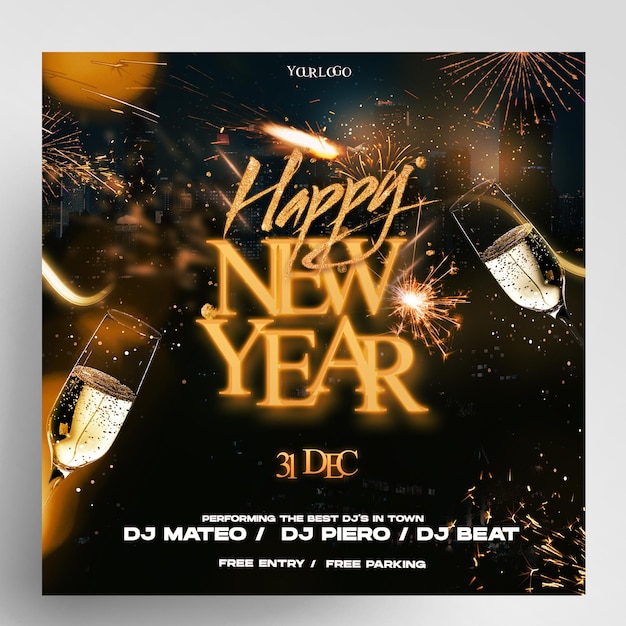 Un volantino per la festa di Capodanno