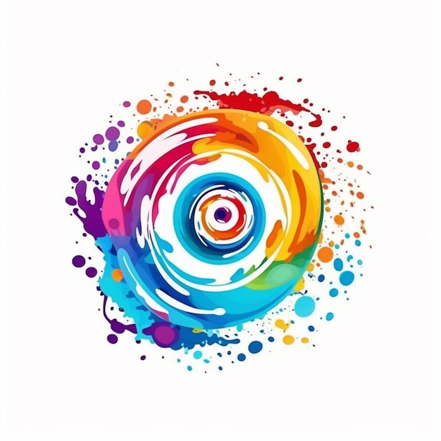 Un vortice colorato con schizzi di vernice su uno sfondo bianco ai generativo