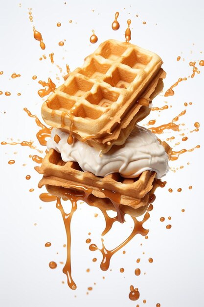 un waffle con sopra un waffle con sopra la panna.