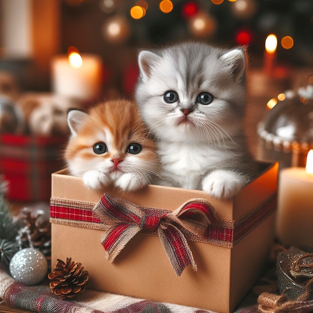 Una adorabile scatola di gattini come regalo di Natale