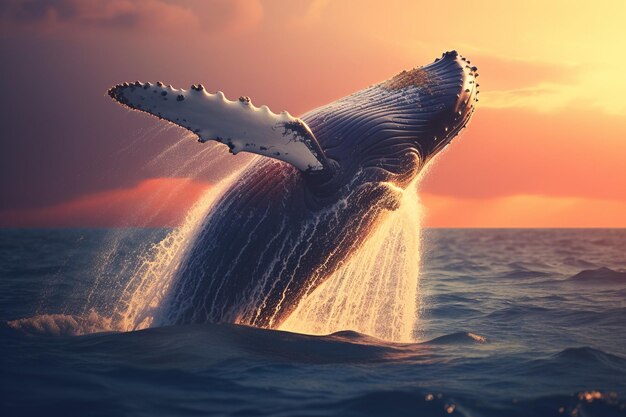 Una balena a gobba nell'oceano