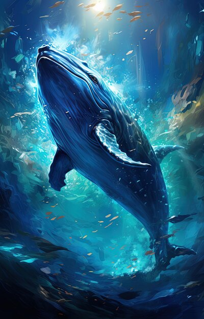 una balena è in acqua e ha la coda aperta