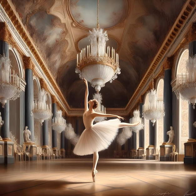 una ballerina in una corte di palazzo