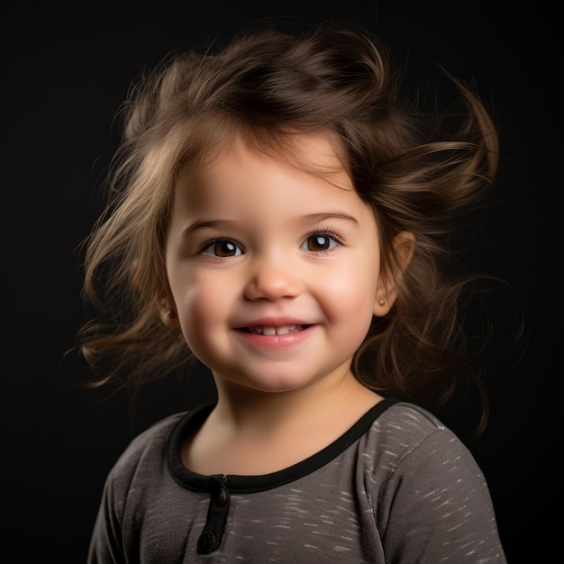 una bambina con i capelli al vento