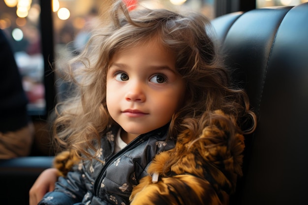 una bambina seduta in macchina