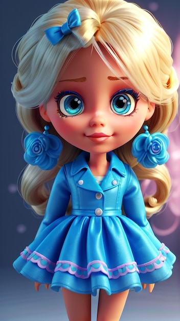 Una bambola Barbie carina che indossa un vestito blu