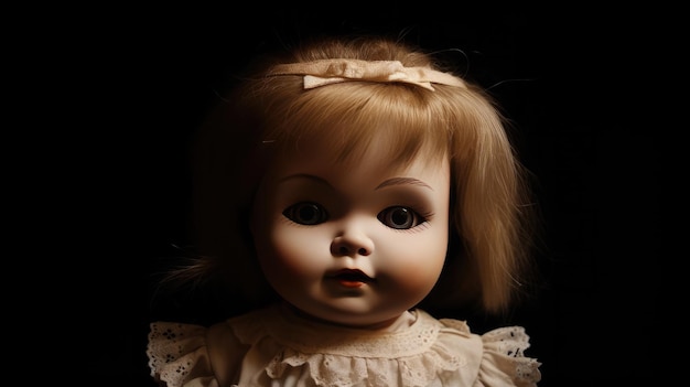 Una bambola con un fiocco sopra
