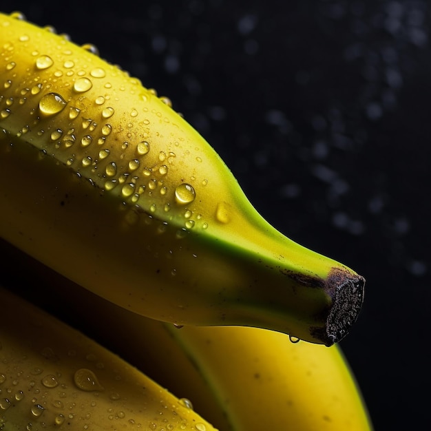una banana con delle gocce d'acqua sopra