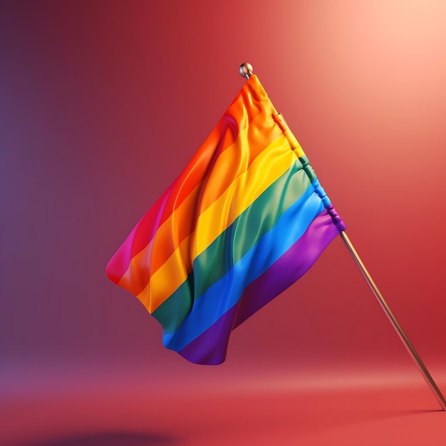 Una bandiera arcobaleno con un'asta d'argento che dice "orgoglio".