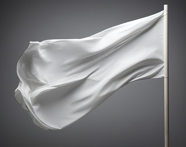 una bandiera bianca che ondeggia su uno sfondo grigio