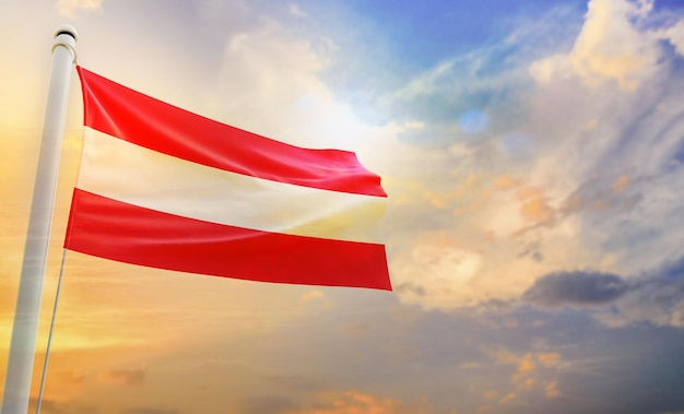 Una bandiera nazionale dell'austria, bandiera sventolante 3d isolata,
