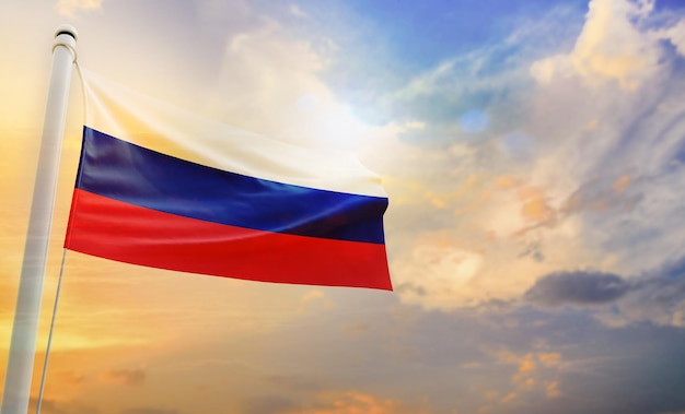 Una bandiera nazionale della Russia, bandiera sventolante 3d isolata,