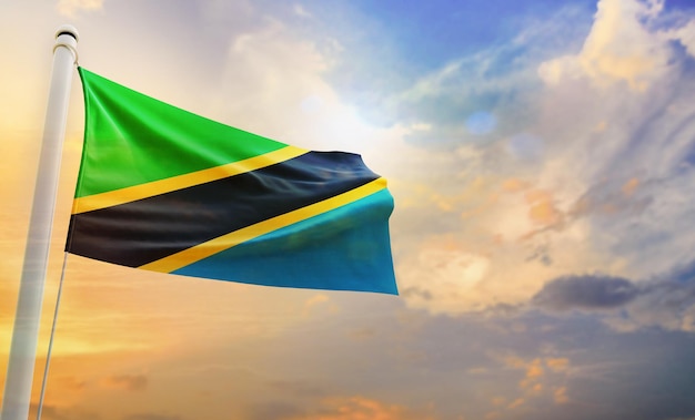Una bandiera nazionale della tanzania, bandiera sventolante 3d isolata,