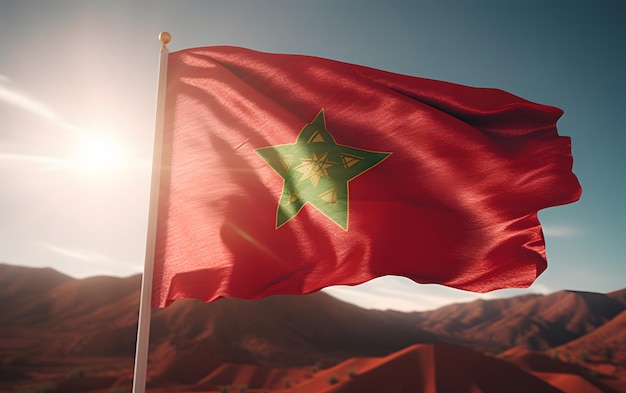 Una bandiera rossa e verde con sopra la scritta marocco