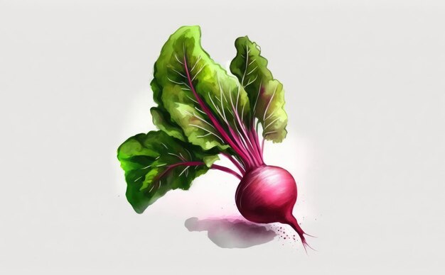 Una barbabietola disegnata su sfondo bianco illustrazioni di alimenti biologici vegetali dell'acquerello ai generato