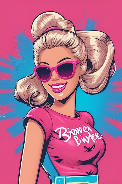 Una Barbie con un sorriso sicuro che indossa occhiali da sole
