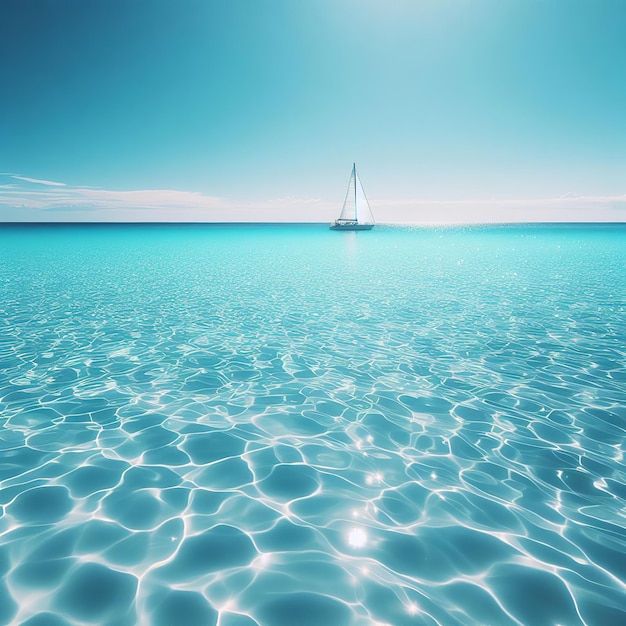 una barca a vela sta galleggiando nell'acqua con un cielo blu