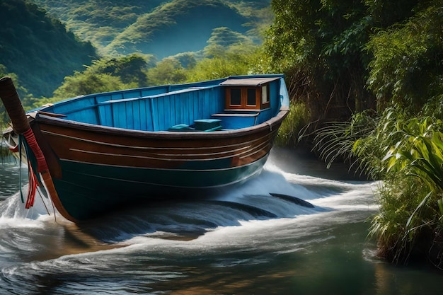 Una barca che galleggia nell'acqua
