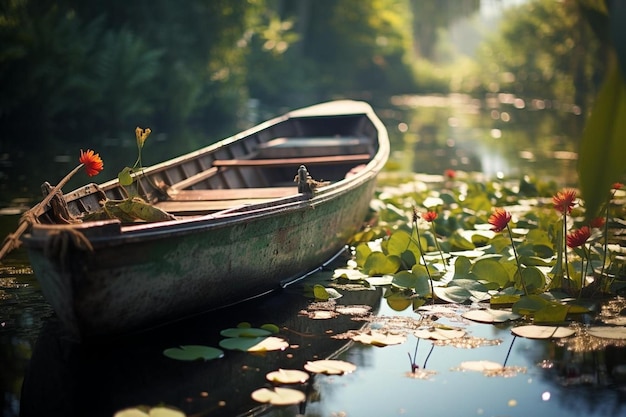 una barca con una barca in acqua