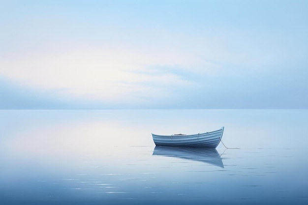 Una barca galleggia sull'acqua con il cielo sullo sfondo.