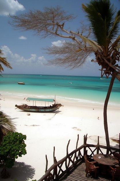 Una barca sulla spiaggia di zanzibar