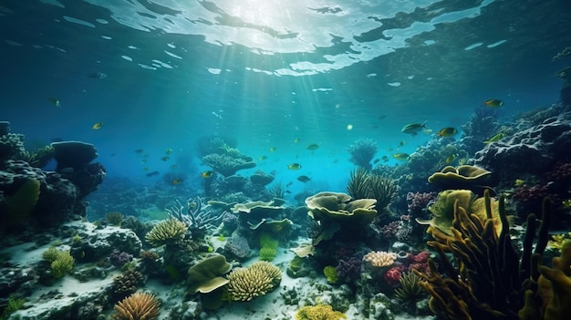 Una barriera corallina con pesci e altri pesci Generative AI Art