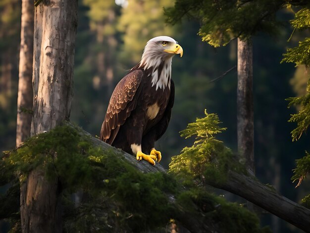 una bella aquila nella foresta