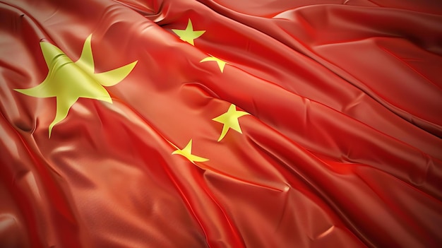 Una bella bandiera della Cina La bandiera è rossa con cinque stelle dorate nell'angolo superiore sinistro Le stelle rappresentano i cinque principali gruppi etnici della Cina