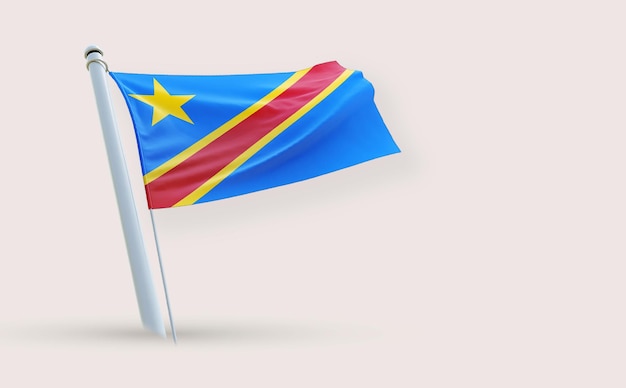 Una bella bandiera per la Repubblica Democratica su uno sfondo bianco rendering 3D