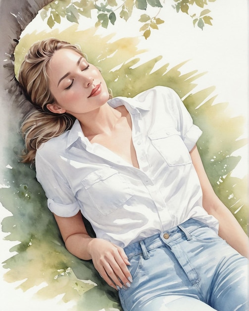 Una bella donna illustrata in un dipinto digitale