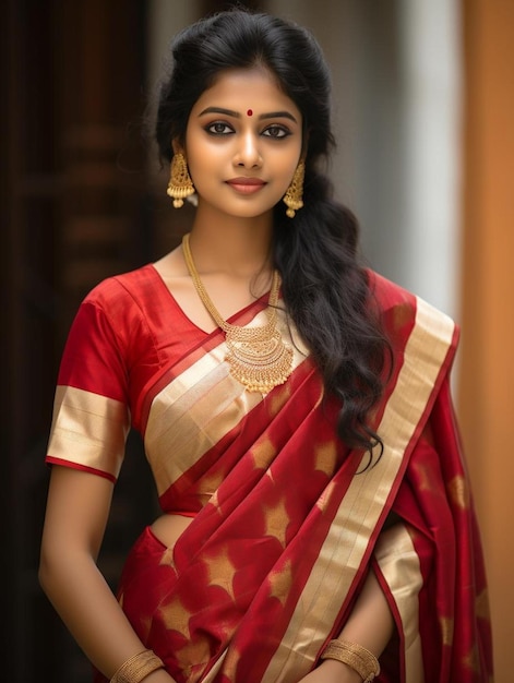 una bella donna in un sari