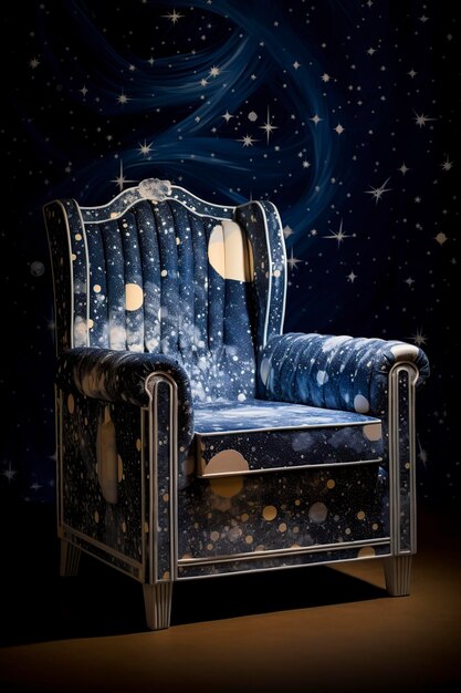 una bella e elegante sedia con uno sfondo stellato