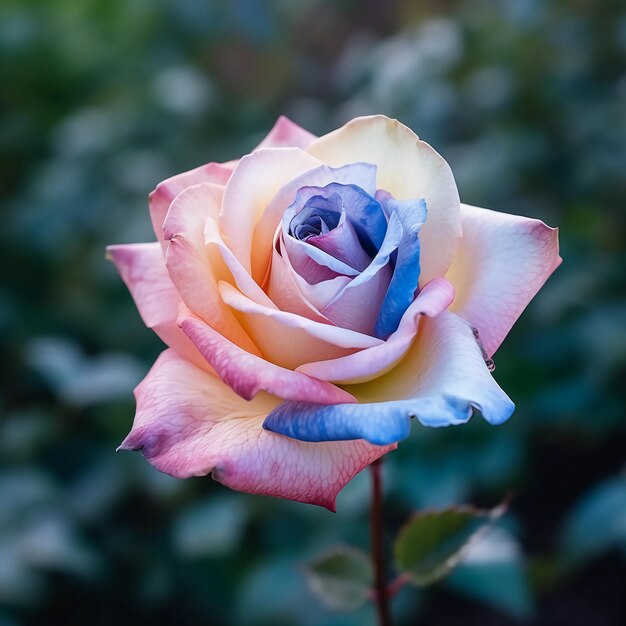 una bella e grande rosa rosa e blu