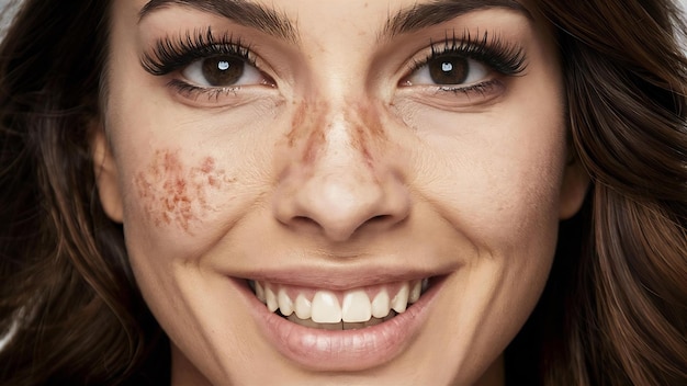 Una bella faccia di donna con l'acne