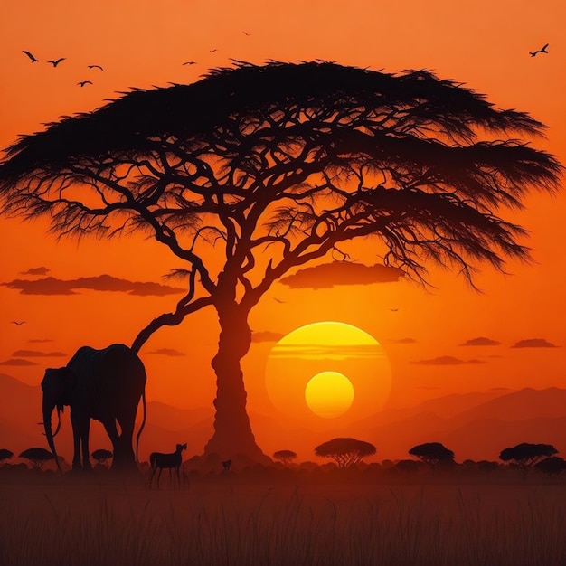 Una bella foto del tramonto africano