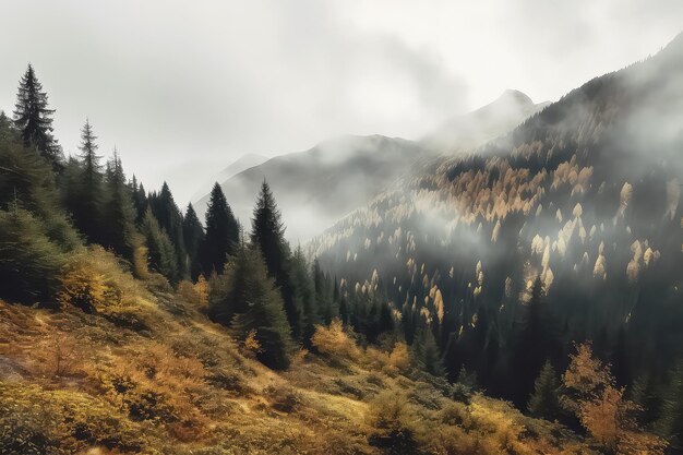 Una bella giornata d'autunno nelle montagne con i colori autunnali