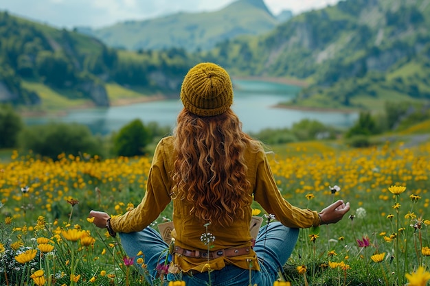 Una bella hippie in mezzo alla bella natura