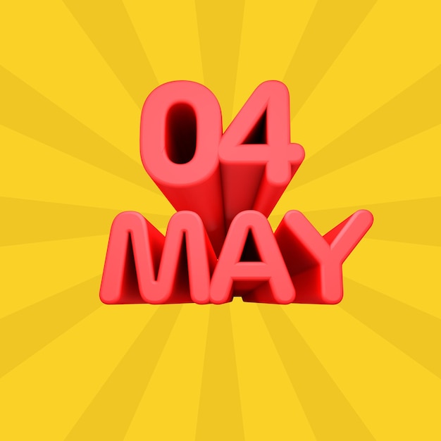 Una bella illustrazione 3d con il calendario del giorno di maggio su sfondo sfumato
