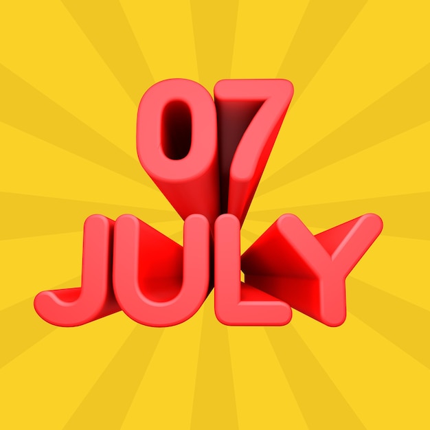 Una bella illustrazione 3d con il giorno di luglio su sfondo sfumato