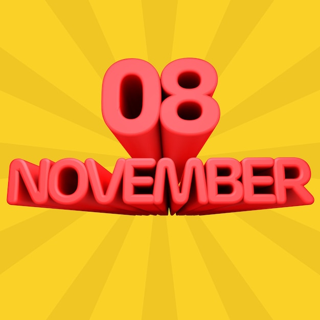 Una bella illustrazione 3d con il giorno di novembre su sfondo sfumato